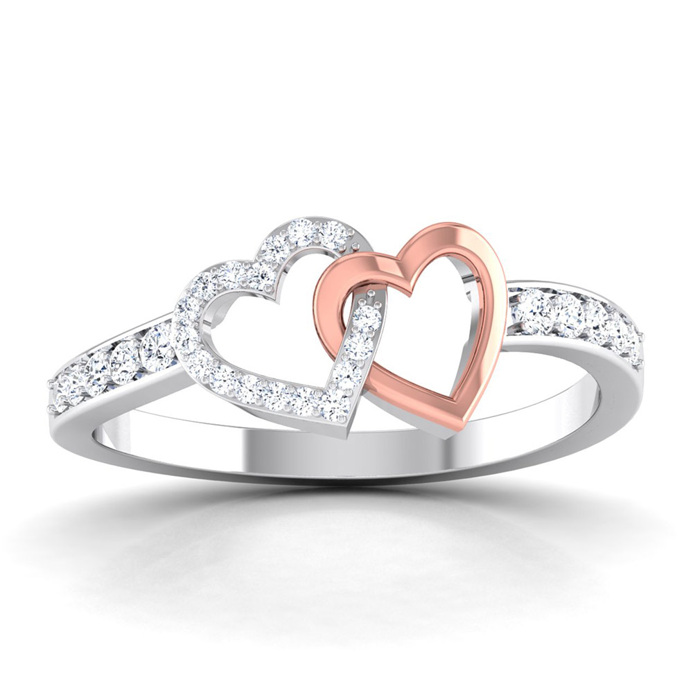 Two Heart Twon Tone Gold Valentine Ring