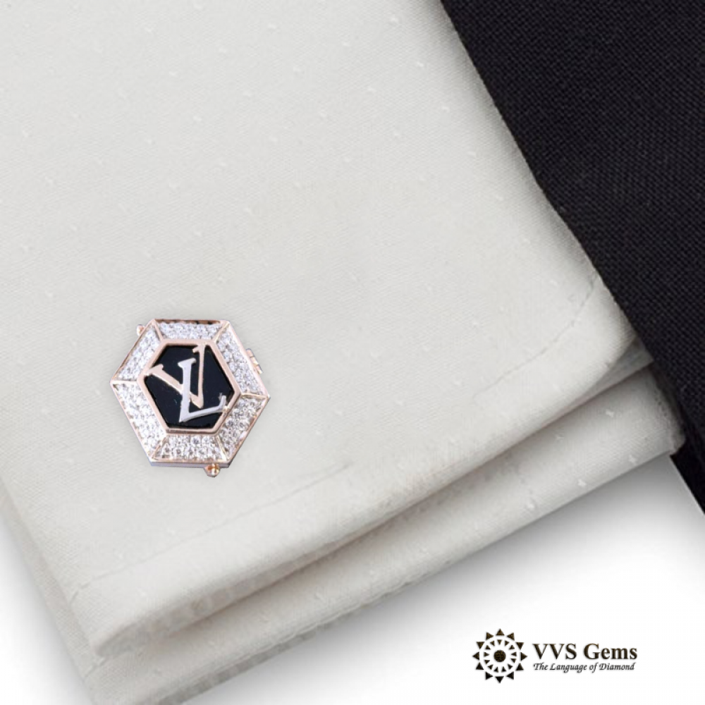 The LV Branded Diamond Cufflink 