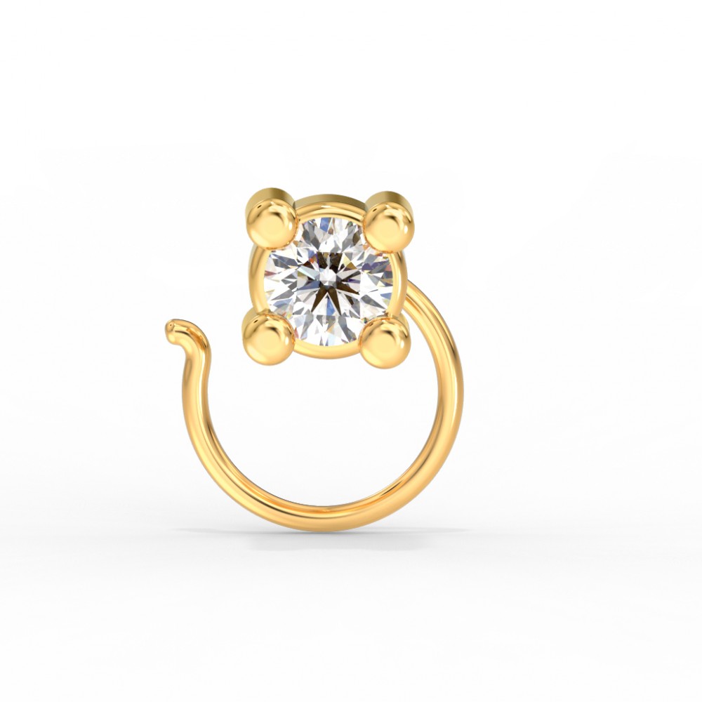 Priyaasi Elegant American Diamond Nose Ring for Women & Girls| Bridal Nath  for Women | Leaf Drop Design | Small | Gold Nose Ring (Plated) - Rawat Store