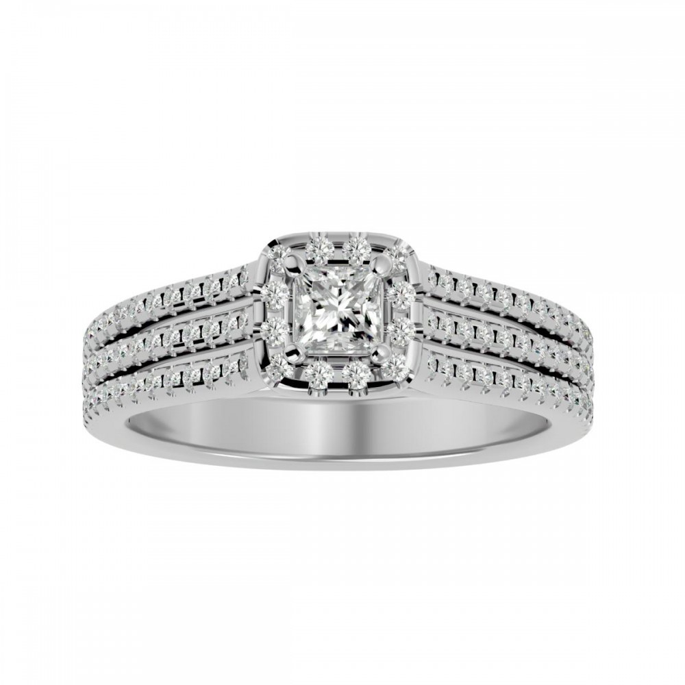 Trendy Princess Cut Diamond Engagement Ring