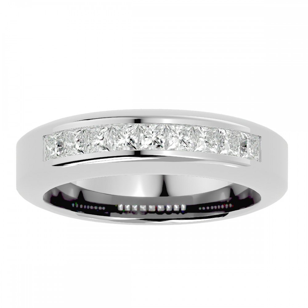 Snowflake Princess Cut Natural Diamond Wedding Band Ring