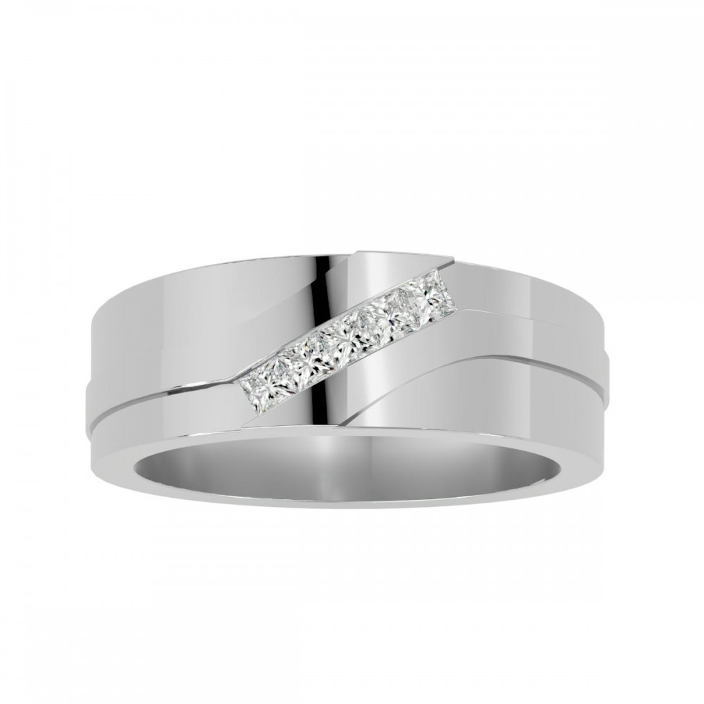 Love & Promise Wedding Band Ring With Princess Cut Natural Diamond
