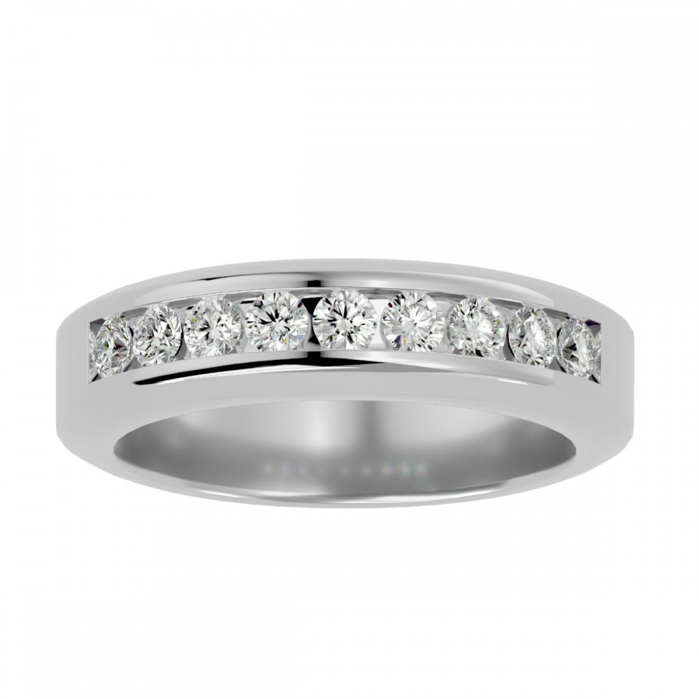 Redeux Round Cut Natural Diamond Wedding Band Ring For Women