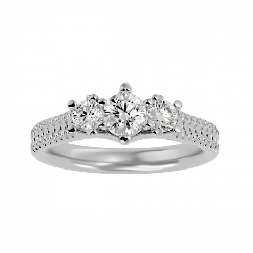 Mahi 3 Stone Round Cut Moissanite Diamond Engagement Ring