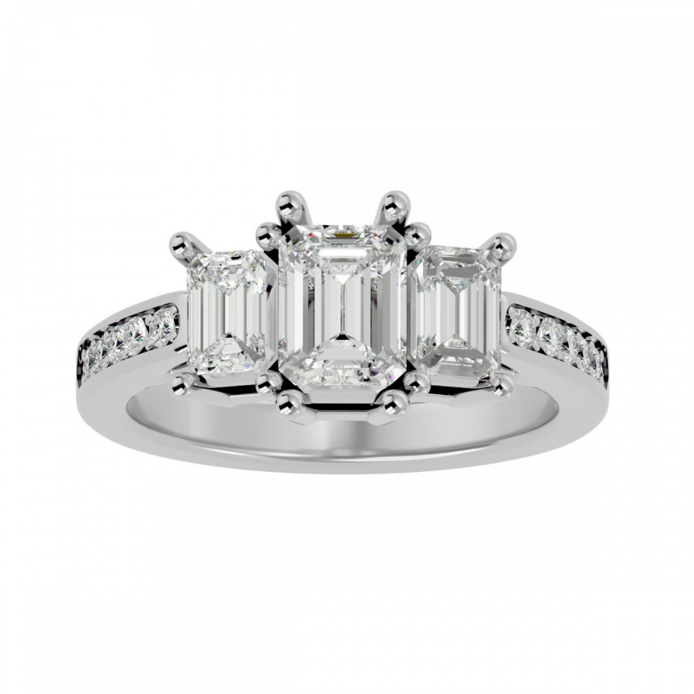 Lovely Emerald Cut Moissanite Diamond Engagement Ring
