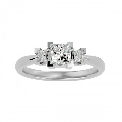 Fantasy 3 Stone Princess Solitaire Engagement Ring