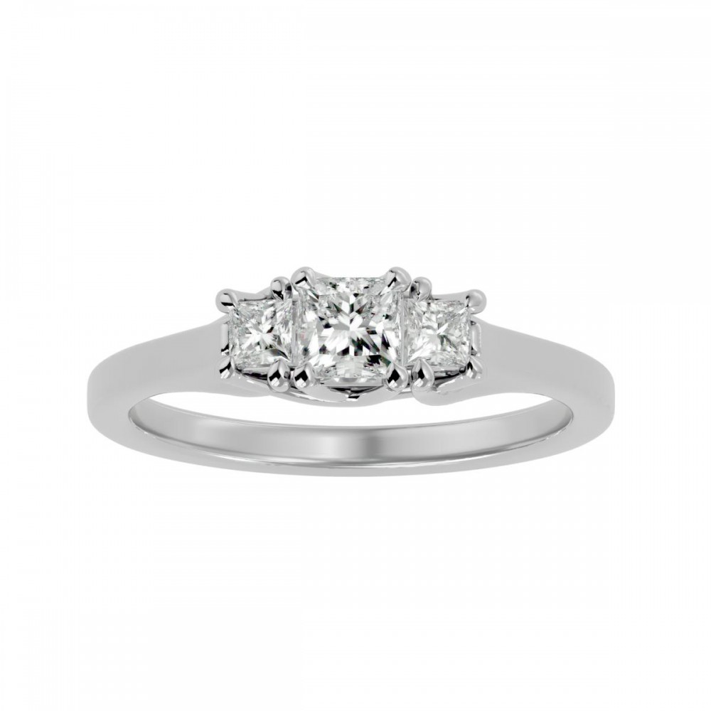 Bright 3 Princess Cut Stone Engagement Ring For Women