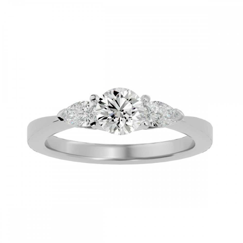Skyhigh 3 Stone Round Cut Solitaire Diamond Engagement Ring