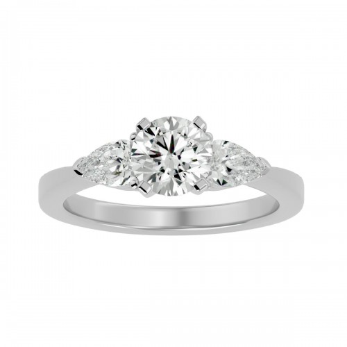Zinnie 3 Stone Moissanite Diamond Engagement Ring