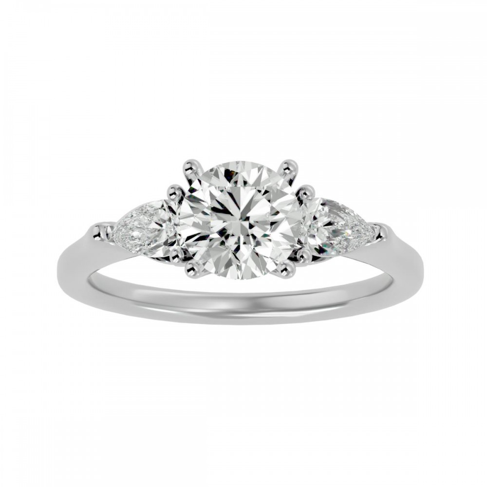Winky 3 Stone Solitaire Diamonds Engagement Ring For Woman