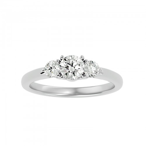 Embellished 3 Stone Round Solitaire Engagement Ring For Women