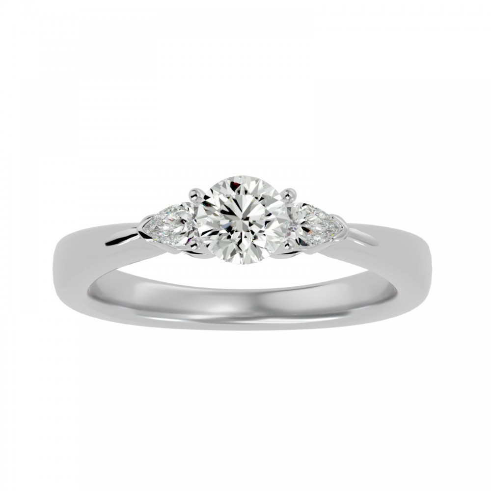 Whitening Round & Pear Cut Diamonds Engagement Ring For Her