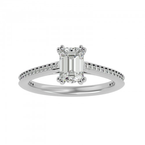 Retrend Emerald Cut Solitaire Diamond Engagement Ring For Her