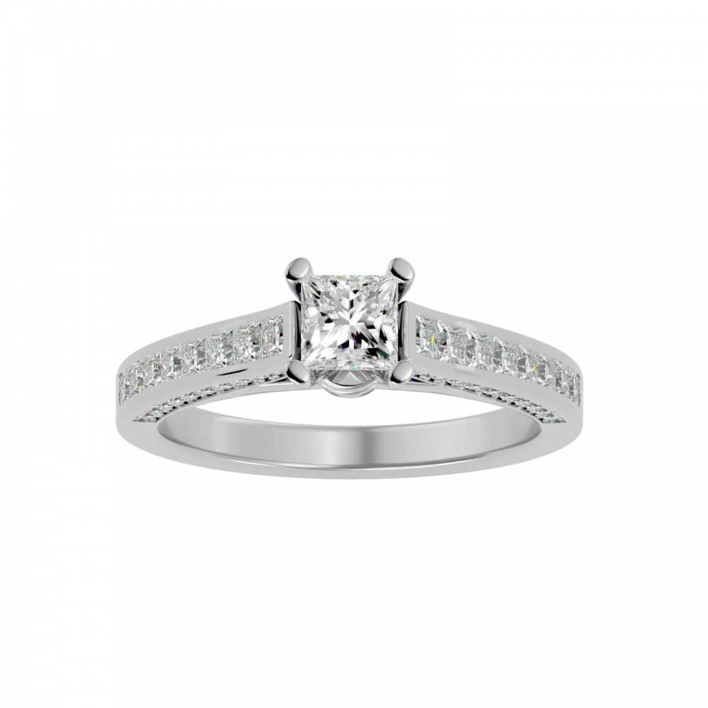 Branded Princess and Round Cut Diamonds Ring For Her