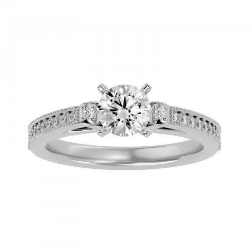 Endless Beauty Round Cut Natural Diamonds Engagement Ring For Her
