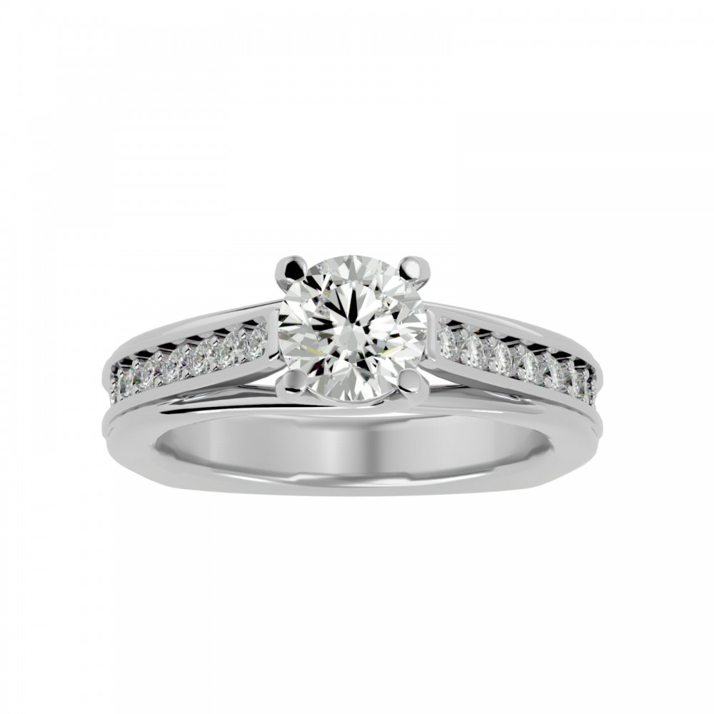 Slightly Round Cut Diamonds Engagement Ring For Her