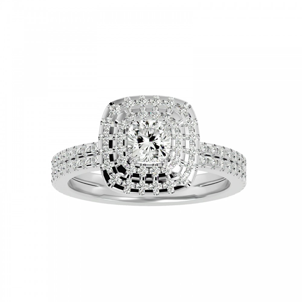 Maya Round & Cushion Cut Diamond Engagement Ring