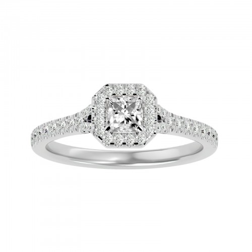 Alex Round & Princess Cut Diamond Engagement Ring