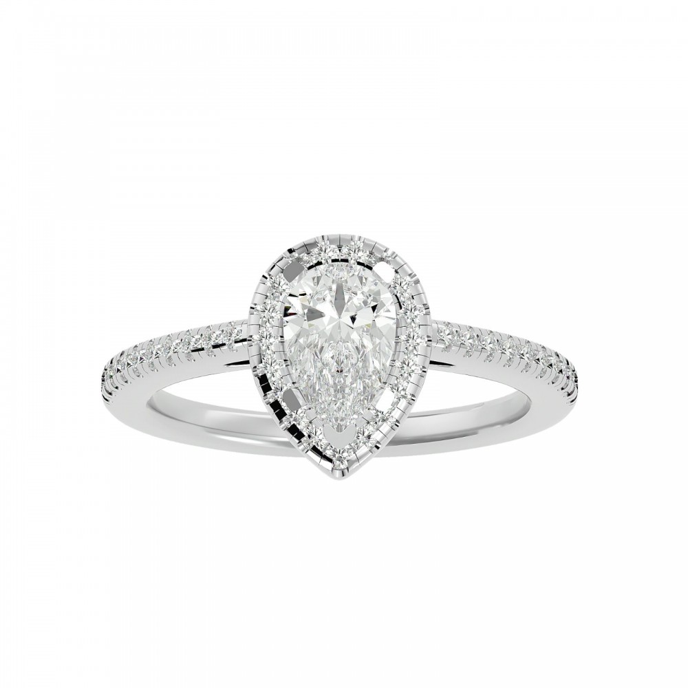 River Round & Pear Cut Diamond Engagement Ring