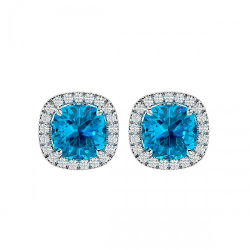 VVS Elegant Blue Topaz November Birthstone Stud Earrings 