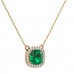 VVS Cushion Shape Emerald May Birthstone Necklace
