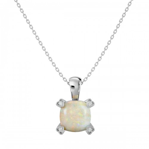 The Cushion Shape Opal Octomber Birthstone Necklace