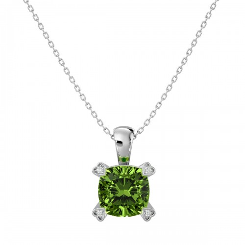 The Cushion Shape Peridot August Birthstone Necklace
