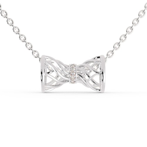 Antique Design in 925 Sterling Silver in 0.06 Carat CZ Diamond Pendant With Gold Plated Chain / Diamond Necklace For Women
