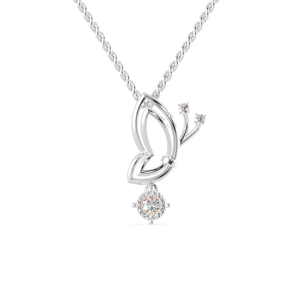 Antique Design Bird Style in 925 Sterling Silver in 0.14 Carat CZ Diamond Pendant With Gold Plated Chain / Diamond Necklace For women