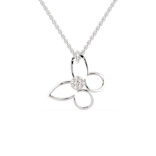 Elegant Butterfly Pendant in 925 Sterling Silver in 0.08 Carat CZ Diamond Pendant With Gold Plated Chain / Diamond Necklace For women