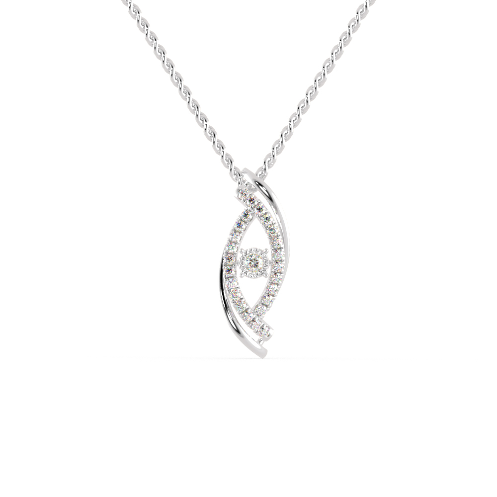 Eye Cross Necklace in 925 Sterling Silver in 0.24 Carat CZ Diamond Pendant With Gold Plated Chain / Diamond Necklace For women