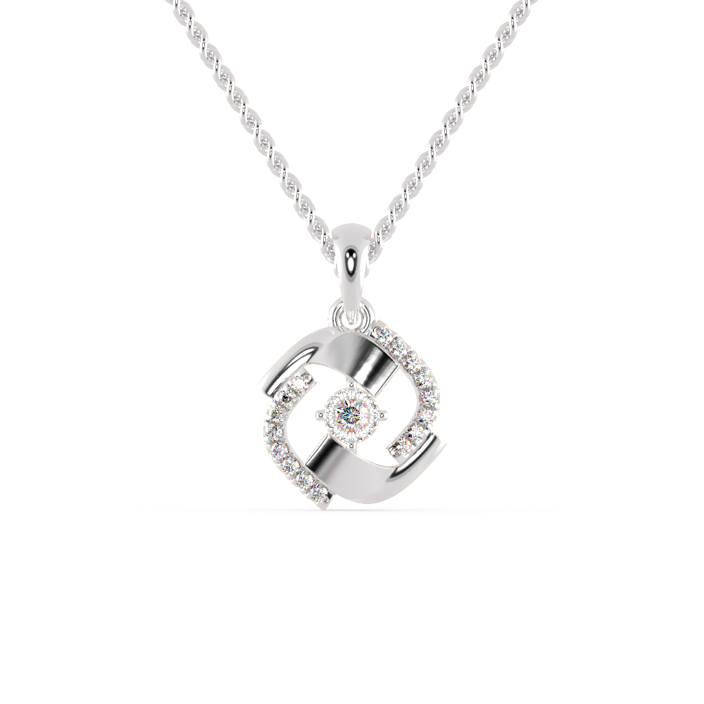 ElegantNecklace in 925 Sterling Silver in 0.19 Carat CZ Diamond Pendant With Gold Plated Chain / Diamond Necklace For women