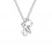 Ribbon Design Necklace in 925 Sterling Silver in - 0.04 Carat CZ Diamond Pendant With Gold Plated Chain / Diamond Necklace For Women
