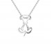 Puppy Design Necklace in 925 Sterling Silver in - 0.13 Carat CZ Diamond Pendant With Gold Plated Chain / Diamond Necklace For Women