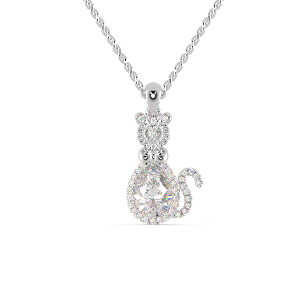 The Pear Solitaire Cat Lover Pendant With Chain