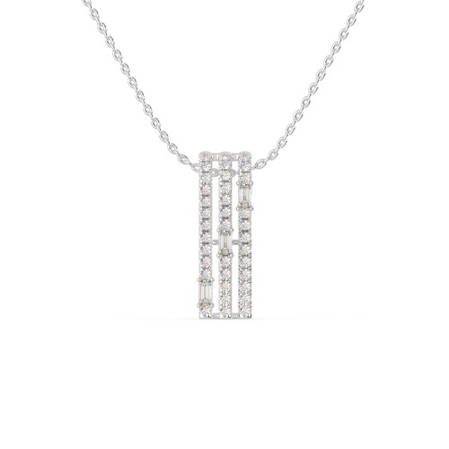 Unique Three Line Pendant Necklace in 925 Sterling Silver in - 0.43 Carat CZ Diamond With Gold Plated Chain / Diamond Necklace For Women
