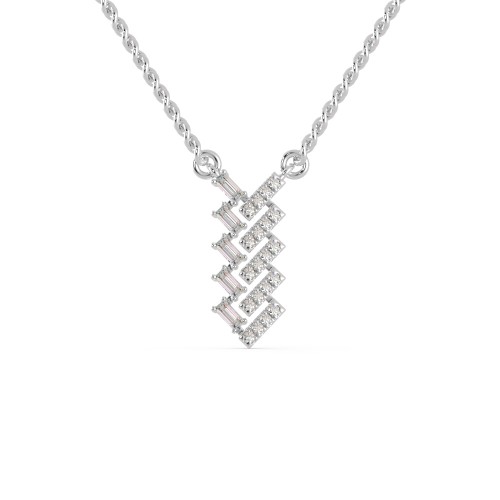 Luxury Unique Style Pendant Necklace in 925 Sterling Silver in - 0.25 Carat CZ Diamond With Gold Plated Chain / Diamond Necklace For Women