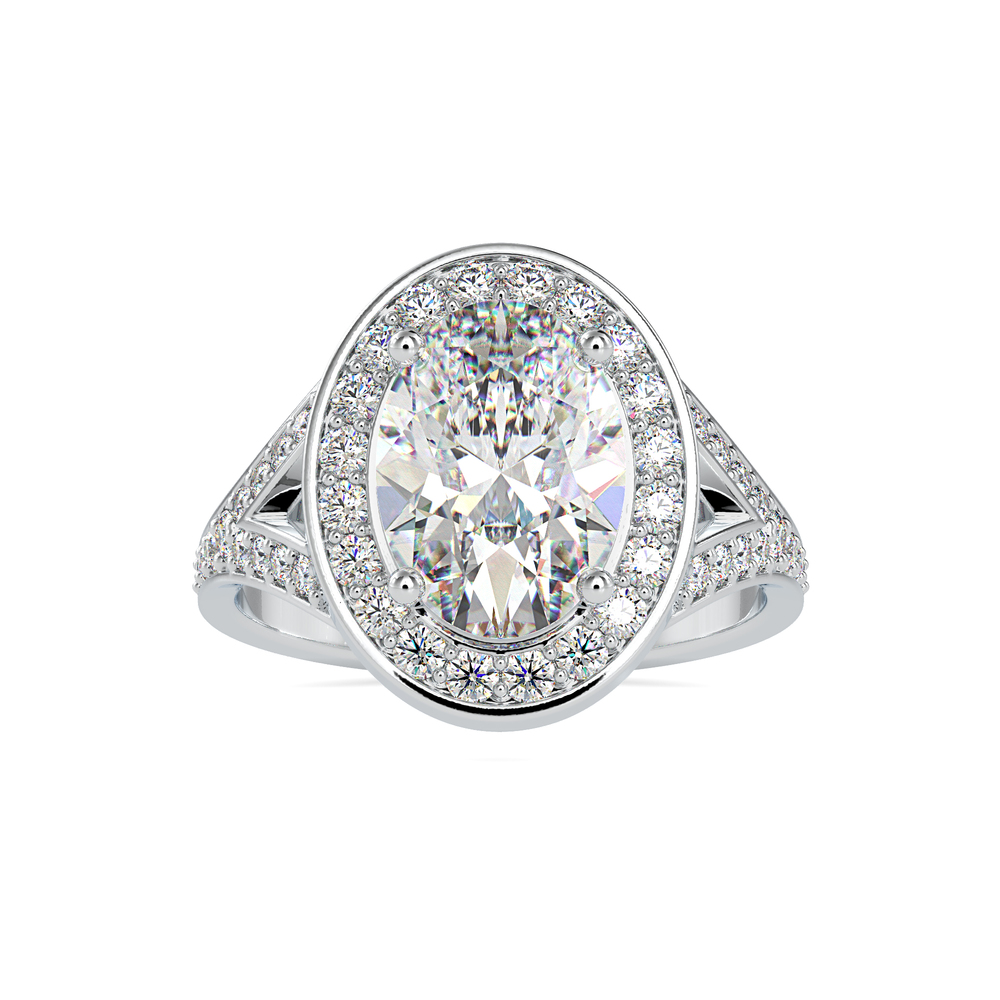 RajTilak Oval Shape Diamond Halo Ring