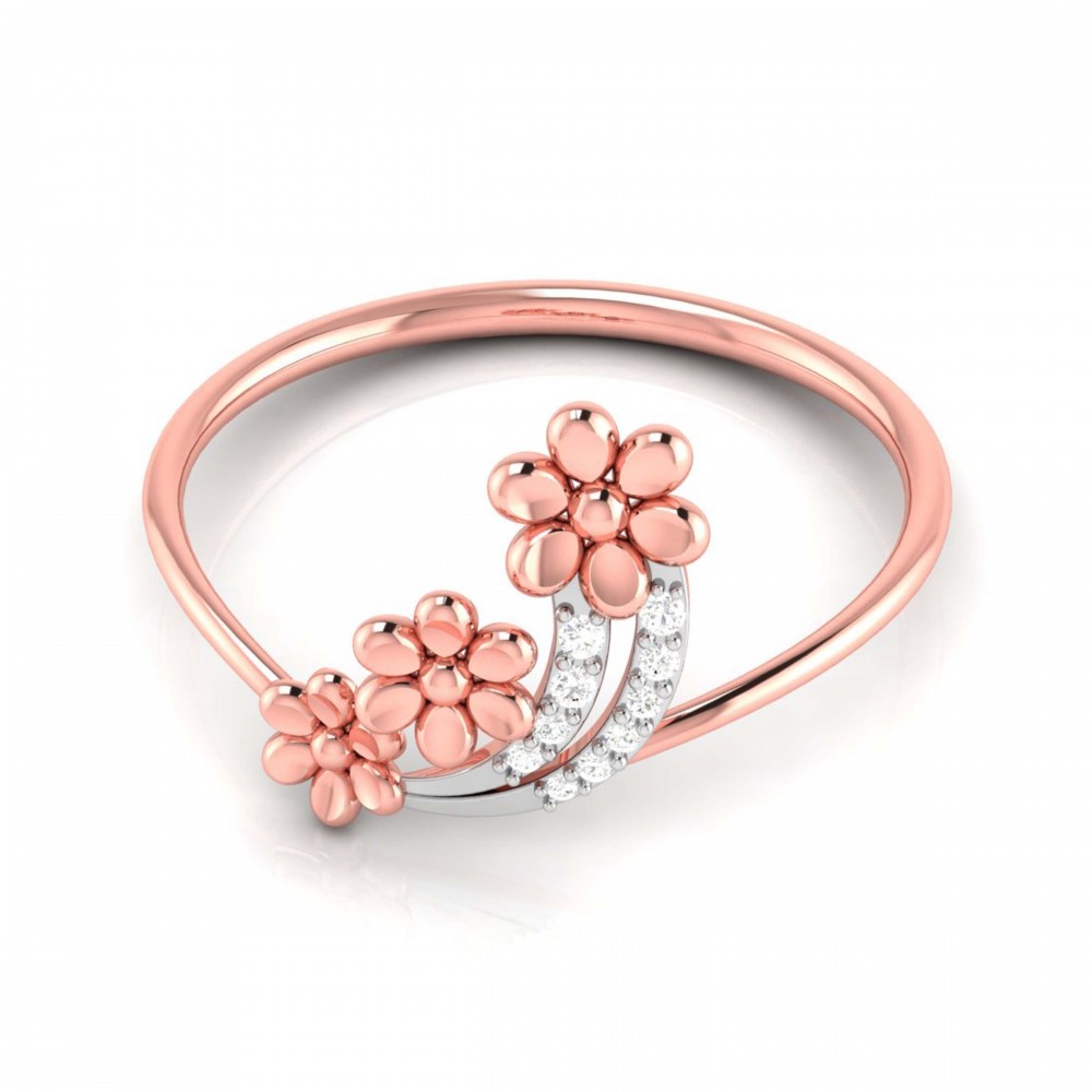 Three Flower Diamond Ring 