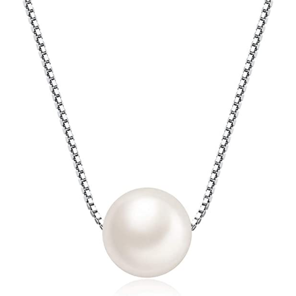 10 MM Freshwater Cultured Pearl Pendant Necklace | 925 Sterling Silver Pendant necklace with Gold Plated Sterling Silver Chain | Pearl Necklace For Women